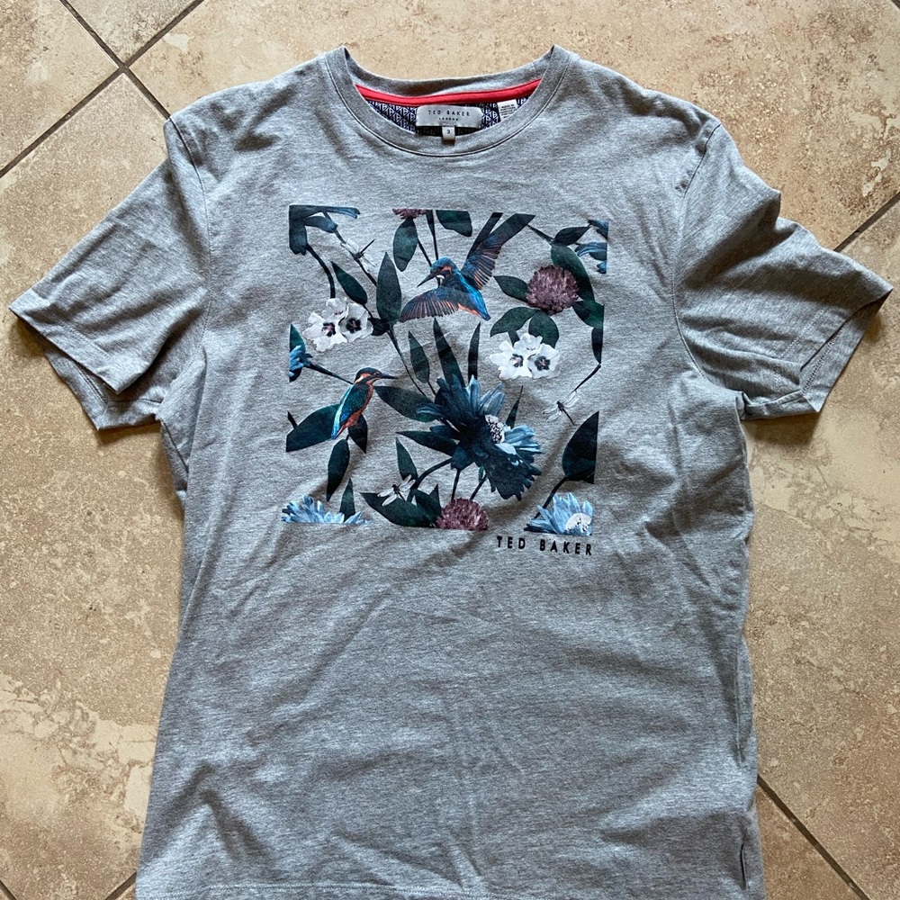 Ted Baker Gray Floral Graphic Tee